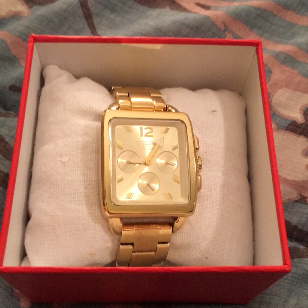 Coach brand gold square watch